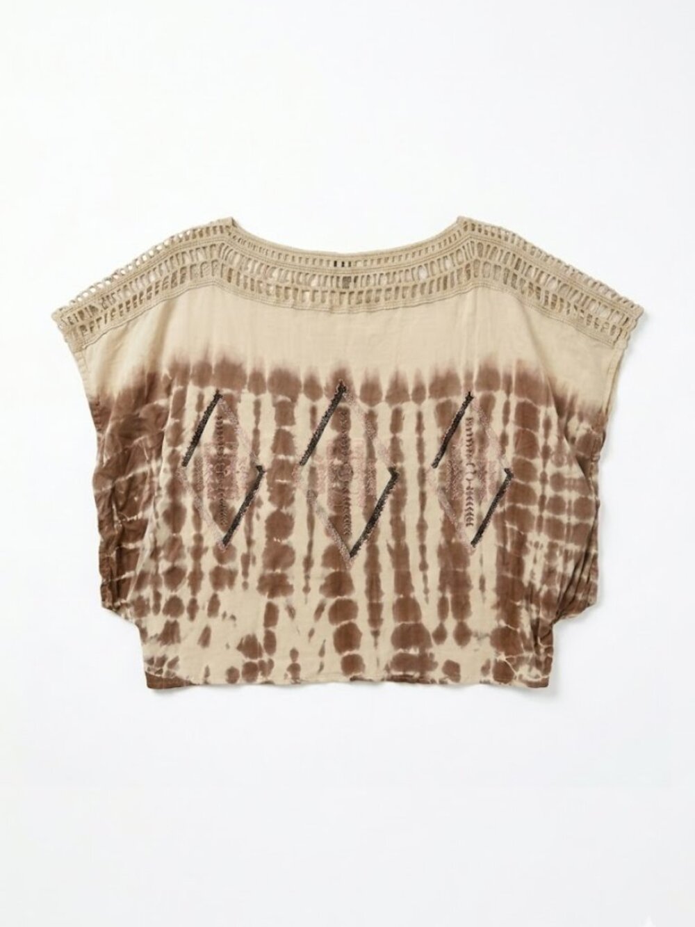 Mono B Tie Dye Embroidered Top Small Boho Coquette Minimalist Neo Nostalgia
